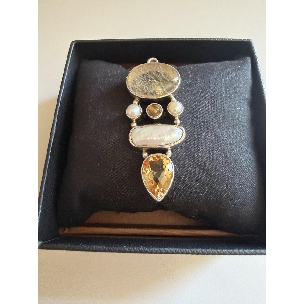 ARYA Sterling Silver Rutilated Quartz Pendant